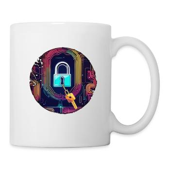 Umhängeschloss / Schlüssel / Herzschloss /Motiv - Tasse - Weiß - Rechts