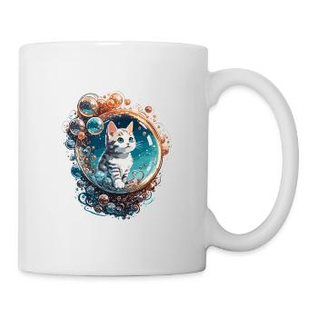 Animal dans bulle de savon / enfantin / mignon / chat - Mug blanc - blanc - Droite