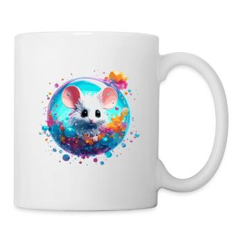 Animal dans une bulle de savon / enfantin / mignon / souris - Mug blanc - blanc - Droite