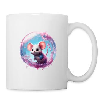 Tier in Seifenblase / kindlich / niedlich /Maus - Tasse - Weiß - Rechts