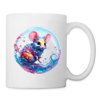 Animal dans la bulle de savon / enfantin / mignon / souris - Mug blanc - blanc - Droite