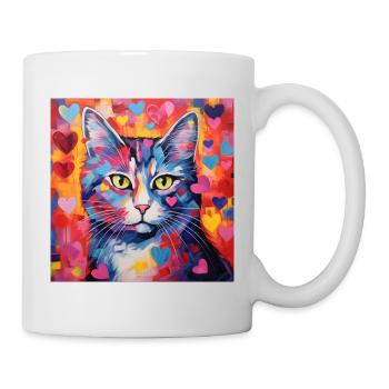 Katze, katzenmotiv, herz, geschenk, geschenkideen - Tasse - Weiß - Rechts