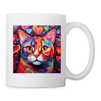 Katze, katzenmotiv, herz, geschenk, geschenkideen - Tasse - Weiß - Rechts