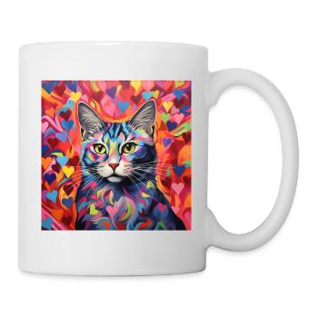 Katze, katzenmotiv, herz, geschenk, geschenkideen - Tasse - Weiß - Rechts