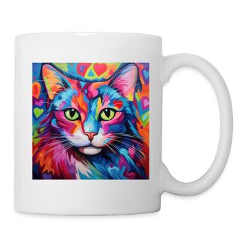 Katze, katzenmotiv, herz, geschenk, geschenkideen - Tasse - Weiß - Rechts