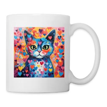 Katze, katzenmotiv, herz, geschenk, geschenkideen - Tasse - Weiß - Rechts
