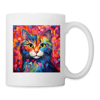 Katze, katzenmotiv, herz, geschenk, geschenkideen - Tasse - Weiß - Rechts
