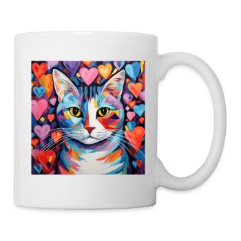 Katze, katzenmotiv, herz, geschenk, geschenkideen - Tasse - Weiß - Rechts