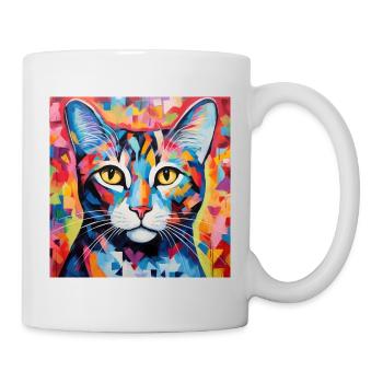 Katze, katzenmotiv, bunt, geschenk, geschenkideen - Tasse - Weiß - Rechts