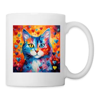 Katze, katzenmotiv, herz, geschenk, geschenkideen - Tasse - Weiß - Rechts