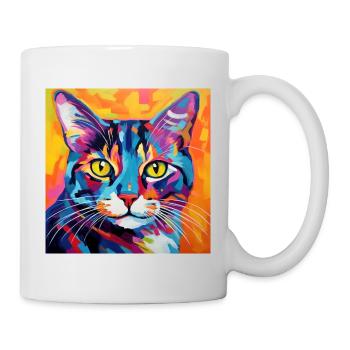 Chat, motif chat, pop art, cadeau, idée cadeau - Mug blanc - blanc - Droite
