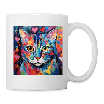 Katze, katzenmotiv, herz, geschenk, geschenkideen - Tasse - Weiß - Rechts