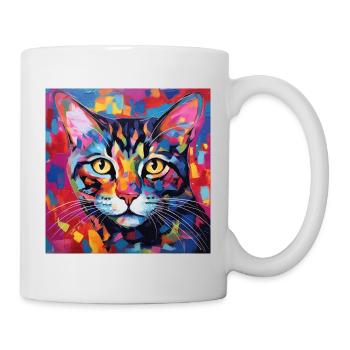 Katze, katzenmotiv, popart, geschenk, geschenkidee - Tasse - Weiß - Rechts