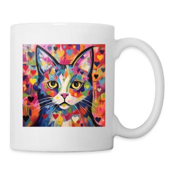 Katze, katzenmotiv, herz, geschenk, geschenkideen - Tasse - Weiß - Rechts