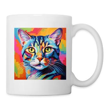 Chat, motif chat, pop art, cadeau, idée cadeau - Mug blanc - blanc - Droite