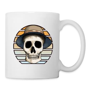 Crâne avec chapeau - Mug blanc - blanc - Droite