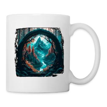 Fenster im Wald / Bäume / Ausblick / Wildnis - Tasse - Weiß - Rechts