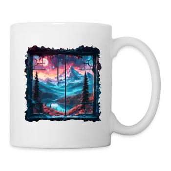 Fenster im Wald / Bäume / Ausblick / Wildnis - Tasse - Weiß - Rechts