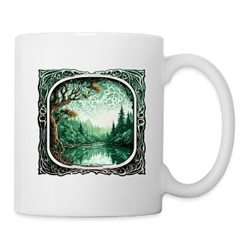 Fenster im Wald / Bäume / Ausblick / Wildnis - Tasse - Weiß - Rechts