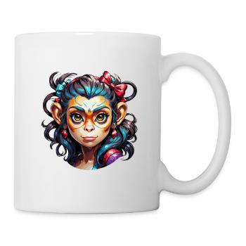 Cute Monkey / Monkey Girl / Cute / Hair Bow - Mug - white - Right