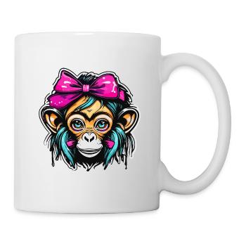 Cute Monkey / Monkey Girl / Cute / Hair Bow - Mug - white - Right