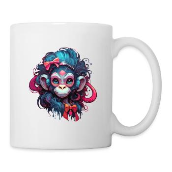 Cute Monkey / Monkey Girl / Cute / Hair Bow - Mug - white - Right