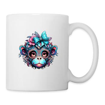 Cute Monkey / Monkey Girl / Cute / Hair Bow - Mug - white - Right