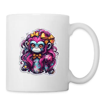 Cute Monkey / Monkey Girl / Cute / Hair Bow - Mug - white - Right
