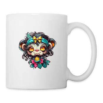 Cute Monkey / Monkey Girl / Cute / Hair Bow - Mug - white - Right