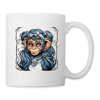 Cute Monkey / Monkey Girl / Cute / Hair Bow - Mug - white - Right