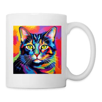 Chat, motif chat, pop art, cadeau, idée cadeau - Mug blanc - blanc - Droite