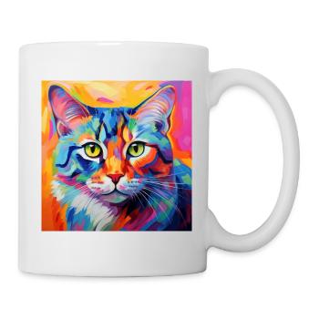 Katze, katzenmotiv, popart, geschenk, geschenkidee - Tasse - Weiß - Rechts