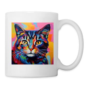 Katze, katzenmotiv, popart, geschenk, geschenkidee - Tasse - Weiß - Rechts