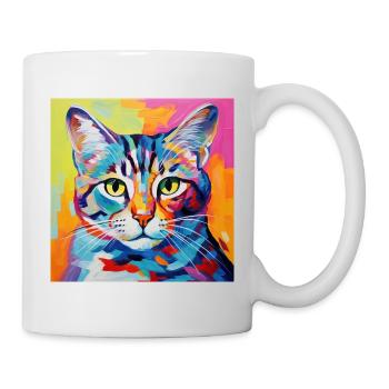 Chat, motif chat, pop art, cadeau, idée cadeau - Mug blanc - blanc - Droite