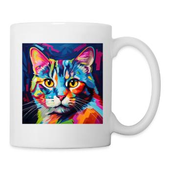 Chat, motif chat, pop art, cadeau, idée cadeau - Mug blanc - blanc - Droite