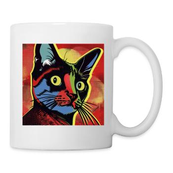 Chat, motif de chat, bande dessinée - Mug blanc - blanc - Droite