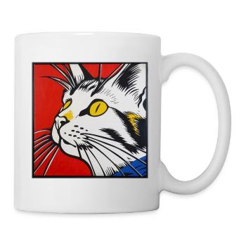 Chat, motif de chat, bande dessinée - Mug blanc - blanc - Droite