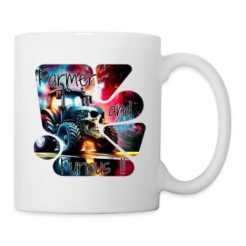 Tractor furious and farmer farmer - Mug - white - Right