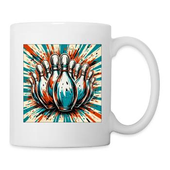 Bowling / Kegeln / Bowlingbahn / Pin / Strike - Tasse - Weiß - Rechts