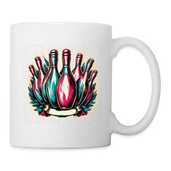 Bowling / Kegeln / Bowlingbahn / Pin / Strike - Tasse - Weiß - Rechts
