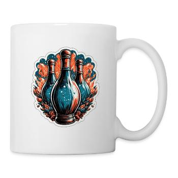 Bowling / Kegeln / Bowlingbahn / Pin / Strike - Tasse - Weiß - Rechts