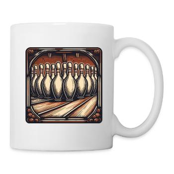 Bowling / Kegeln / Bowlingbahn / Pin / Strike - Tasse - Weiß - Rechts