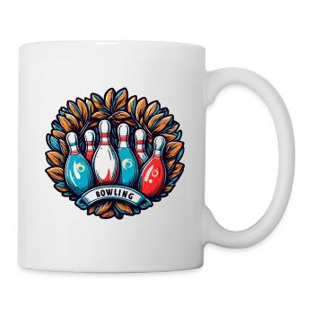 Bowling / Kegeln / Bowlingbahn / Pin / Strike - Tasse - Weiß - Rechts