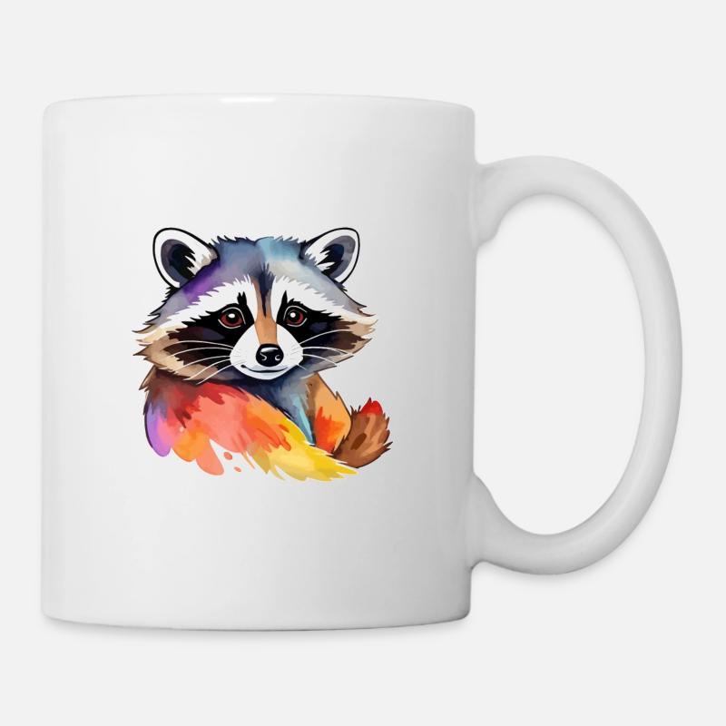 Waschbär Wasserfarben Illustration - Tasse - Weiß
