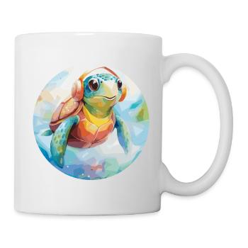 Beach Joy: Colorful Turtle Shirt - Mug - white - Right