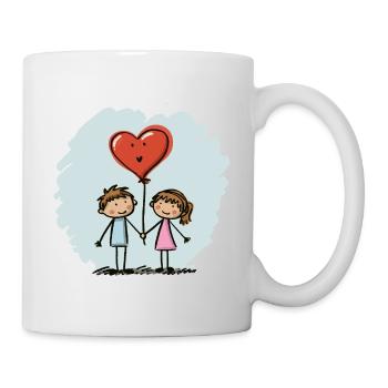 Amoureux, Figurines allumettes, Couples, Saint-Valentin - Mug blanc - blanc - Droite