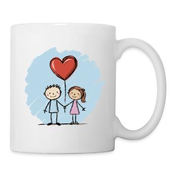 Amoureux, Figurines allumettes, Couples, Saint-Valentin - Mug blanc - blanc - Droite