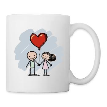 Amoureux, Figurines allumettes, Couples, Saint-Valentin - Mug blanc - blanc - Droite