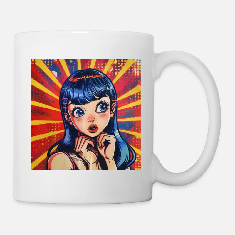 Anime, Retro Waifu, Japon - Mug blanc - blanc