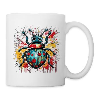 Ladybug / Lucky Charm / Dotted / New Year - Mug - white - Right
